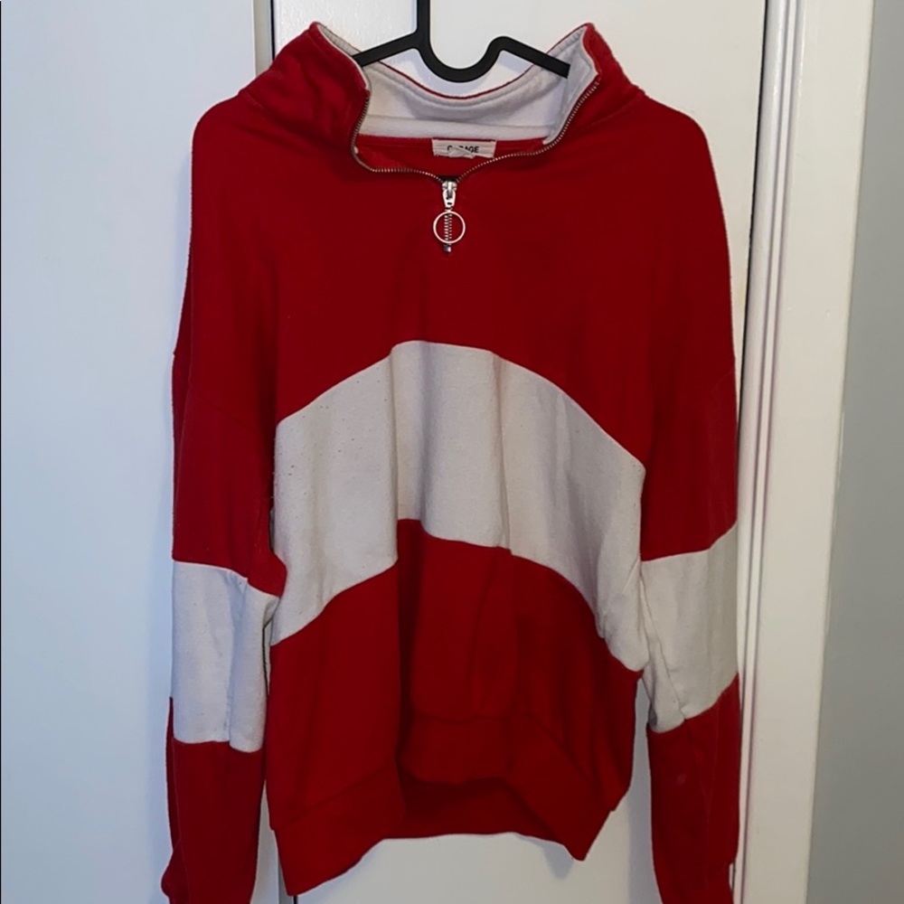 Red & White quarter zip hoodie